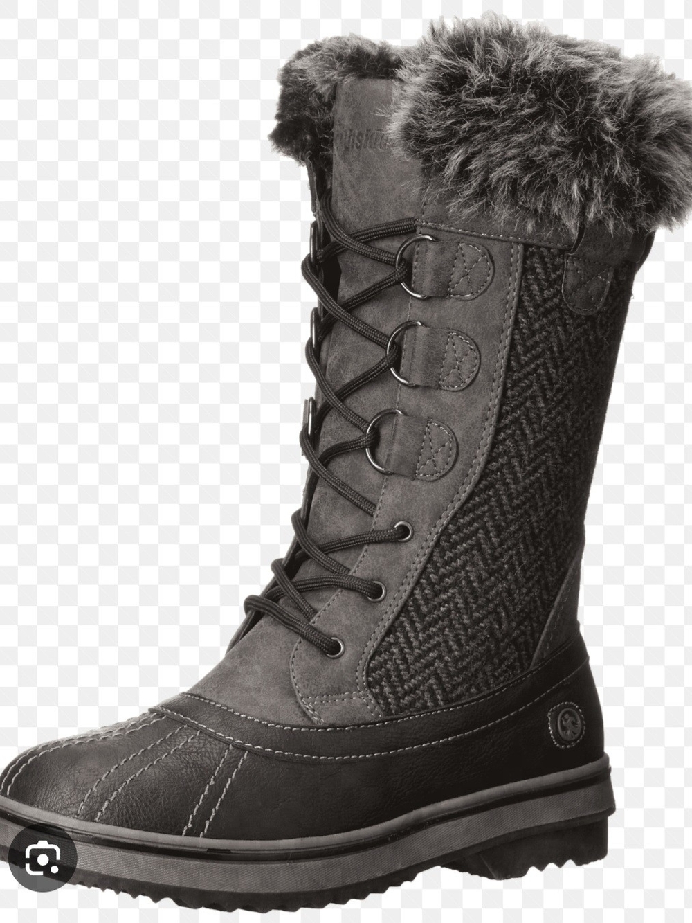 Northside Charcoal Gray Lace-Up Faux-Fur Winter Boot